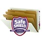 Smead EndTab Pressboard Classification Folder w/SafeSHIELD Fasteners, 3 Divider, 3" Expansion, Legal, Gray/Green, 10/Box