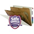 Smead SafeSHIELD® End Tab Classification Folder, 2-Dividers, 2 Expansion, Legal Size, Gray/Green, 10/Box (29710)