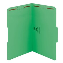 Smead® Fastener File Folder, 2 Fasteners, Reinforced 1/3-Cut Tab, Legal Size, Green, 50/Box (17140)