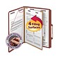 Smead Pressboard Classification Folders, 2" Expansion, Letter Size, 1 Divider, Red, 10/Box (13775)