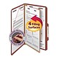 Smead Pressboard Classification Folders with SafeSHIELD Fasteners, 2" Expansion, Legal Size, 1 Divider, Red, 10/Box (18775)