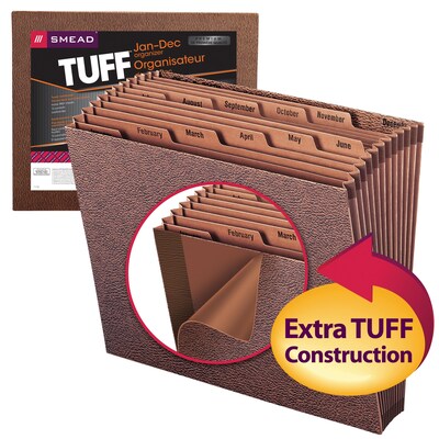 Smead® TUFF Expanding File, Monthly (Jan.-Dec.), 12 Pockets, Letter, Redrope-Printed Stock (70488)