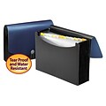 Smead Heavy Duty Expanding File with Flap & Elastic Cord Closure, Letter Size, 12 Pockets, Blue/Blac
