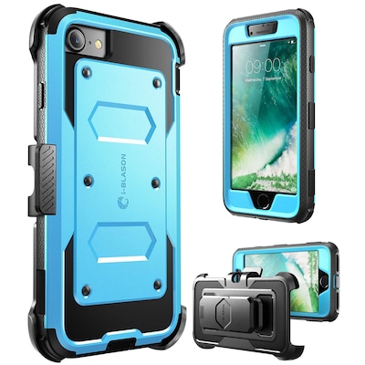 i-Blason Apple iPhone 7 Armorbox Series Fullbody Protection Case with Screen and Holster - Blue (752