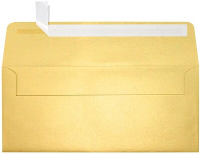 LUX 4 1/8 x 9 1/2 #10 80lbs. Square Flap Envelopes W/Glue Closure, Gold Metallic