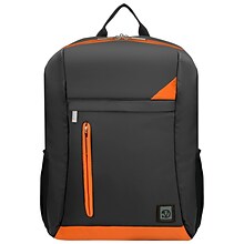 Vangoddy Adler Laptop Backpack, Fits up to 15.6 Laptop, Metallic Gray with Orange Trim