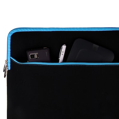 Vangoddy Neoprene Laptop Protector Sleeve Fits up to 15" Laptops (Black with Blue Trim)