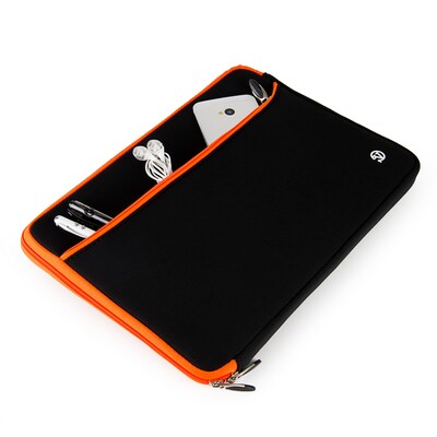 Vangoddy Neoprene Laptop Protector Sleeve Fits up to 15" Laptops (Black with Orange Trim)