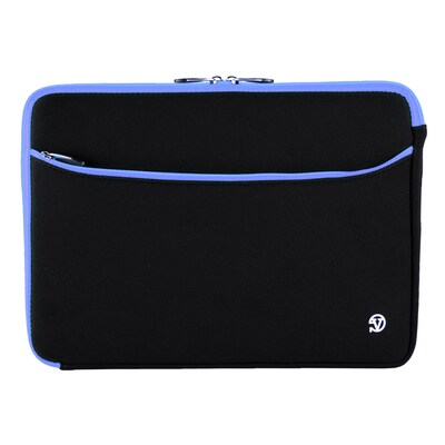 Vangoddy Laptop Carrying Sleeve with Front Pocket Fits up to 17 Laptops (Black with Blue Trim)