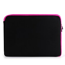 Vangoddy Laptop Carrying Sleeve with Front Pocket Fits up to 17 Laptops (Black with Pink Trim)