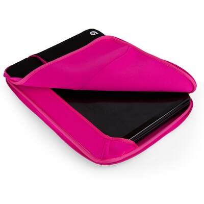 Vangoddy Laptop Carrying Sleeve with Front Pocket Fits up to 17" Laptops (Black with Pink Trim)