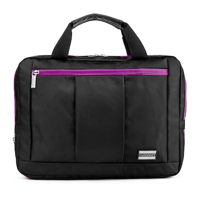 Vangoddy El Prado (Medium) Laptop Messenger/Backpack (Black/Purple)