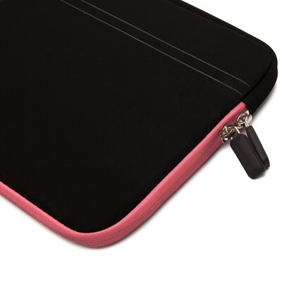 SumacLife Microsuede Laptop Carrying Sleeve Fits up to 13" Laptops (Black with Pink Edge)