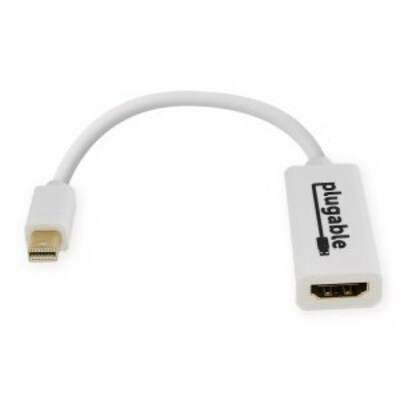 Plugable® Mini Display Port to HDMI Male/Female Video Adapter Cable, White