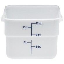 Cambro 12 Qt. CamSquare® Food Storage Container, 11 1/4 L x 12 1/4 W x 8 1/4 H, White (12SFSP148)