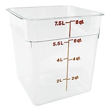 Cambro 8 Wt CamSquare® Food Storage Container, 8 3/8 L x 8 3/8 W x 9 1/8 H, Clear (8SFSCW135)