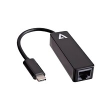 V7® V7UCRJ45-BLK-1N USB-C Male to Ethernet RJ45 Female Adapter, Black