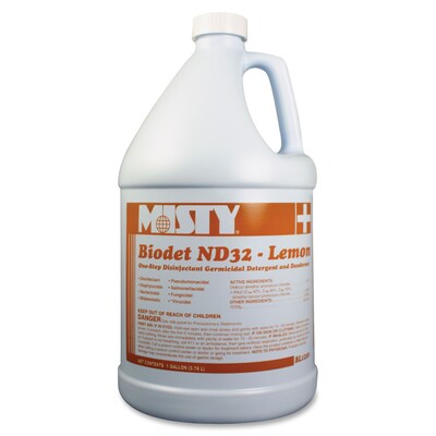 Misty Amrep Biodet ND32 One-Step Disinfectant, Concentrate, 1 Gal., Lemon, 4/Carton (AMRR12204)