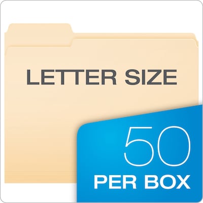 Pendaflex® Double Stuff® 3-Tab File Folder, Letter Size, Manila, 50/Box (ESS54459)