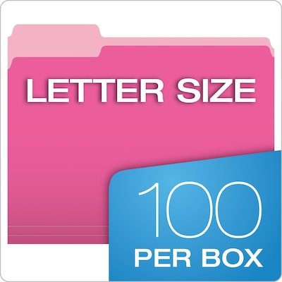 PendaFlex® Two-Tone Color File Folders, Letter size, Pink, 100/pack