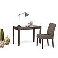 Simpli Home Cosmopolitan Solid Wood Writing Office Desk; Auburn Brown