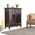 Simpli Home Acadian Wooden Medium Storage Cabinet and Buffet, Dark Tobacco Brown