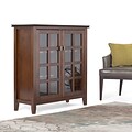 Simpli Home Artisan Solid Wood Medium Storage Media Cabinet and Buffet, Dark Medium Auburn