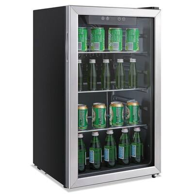 Alera® 3.4 Cu. Ft. Beverage Cooler, Stainless Steel/Black