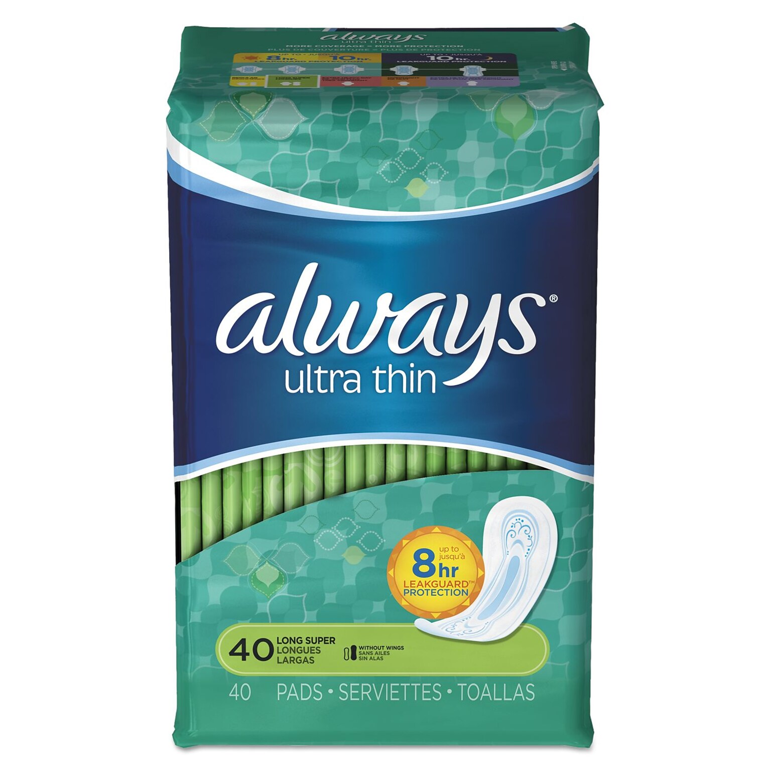Always® Ultra Thin Pads, Super Long, 40/Pack, 6 Packs/Ct