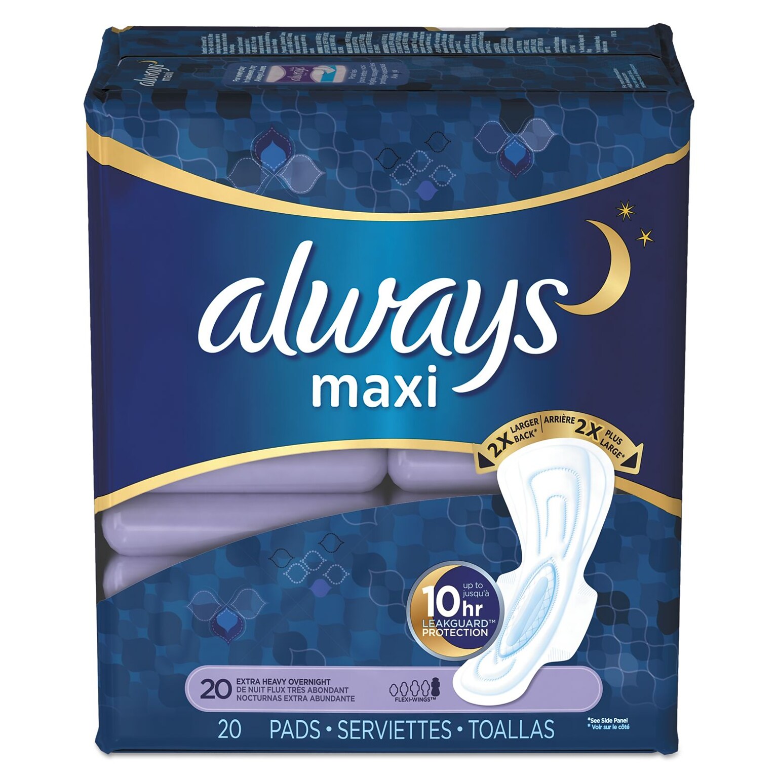 Always® Overnight Maxi Pads, Extra Heavy Overnight, 20/Pack  (17902PK)