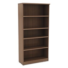 Alera Valencia Series Bookcase, 5-Shelf, 31.75 W, Modern Walnut (ALEVA636632WA)