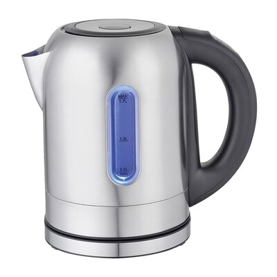 Mega Chef Stainless Steel Electric Tea Kettle with 5 Preset Temperature, 1.7 ltr, Black/Silver (97096274M)