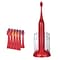 Pursonic® S420 High Power Rechargeable Sonic Toothbrush with 12 Brush Heads/Storage Charger, Red (S4