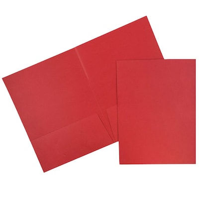 JAM Paper Two-Pocket Textured Linen Business Folders, Red, 6/Pack (386LRED)