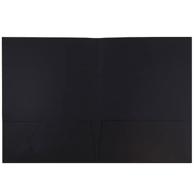 JAM Paper Two-Pocket Textured Linen Business Folders, Black, 50/Box (386LBLC)