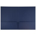 JAM Paper® Two-Pocket Textured Linen Business Folders, Navy Blue, Bulk 25/Pack (386LNAA)