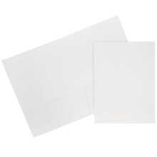 JAM Paper® Two-Pocket Textured Linen Business Folders, White, Bulk 25/Pack (386LWHA)