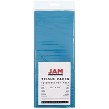 JAM Paper® Gift Tissue Paper, Bright Blue, 10 Sheets/Pack (1152346)