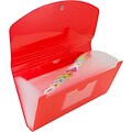 JAM Paper® 13 Pocket Plastic Expanding File, Accordion Folders, Check Size, 5 x 10 1/2, Red, 144/Pack (2167012C)