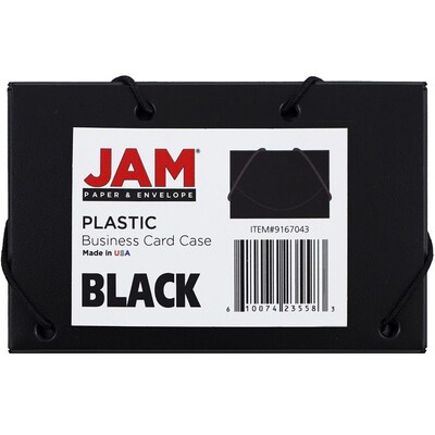 JAM Paper® Plastic Business Card Holder Case with Round Flap, Black Solid, Sold Individually (916704