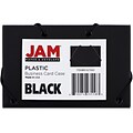 JAM Paper® Plastic Business Card Holder Case with Round Flap, Black Solid, Sold Individually (916704