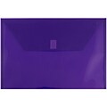 JAM Paper® Plastic Envelopes with Hook & Loop Closure, Legal Booklet, 9.5 x 14 3/8, Purple Poly, 1