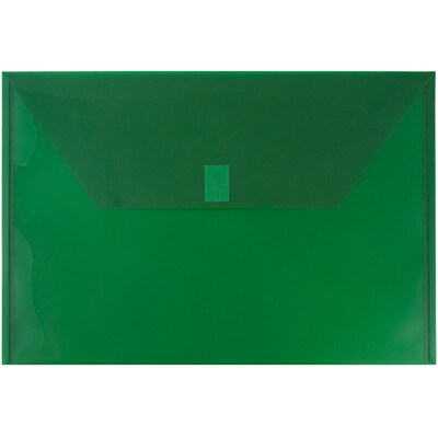 JAM Paper® Plastic Envelopes with Hook & Loop Closure, Legal Booklet, 9.75 x 14.5, Green, 12/Pack (2