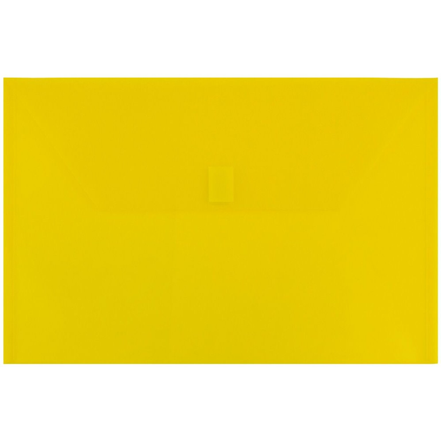 JAM Paper® Plastic Envelopes with Hook & Loop Closure, Legal Booklet, 9.75 x 14.5, Yellow, 12/Pack (235828262)