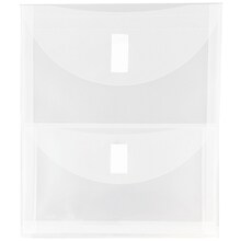 JAM Paper® Plastic 2 Pocket Envelopes with Hook & Loop Closure, Letter Open End, 9.75 x 11.5, Clea