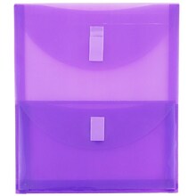 JAM Paper® 2 Pocket Plastic Envelope with Hook & Loop, Letter Open End, 9.5 x 11.5, Purple, Sold Ind