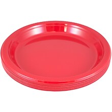 JAM Paper® Round Plastic Disposable Party Plates, Medium, 9 Inch, Red, 20/Pack (9255320667)
