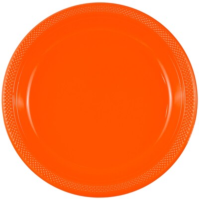JAM Paper® Round Plastic Disposable Party Plates, Medium, 9 Inch, Orange, 20/Pack (9255320687)