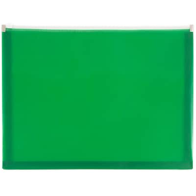 JAM Paper® Plastic Envelopes with Zip Closure, Letter Booklet, 9.5 x 12.5, Green Poly, 12/pack (218Z