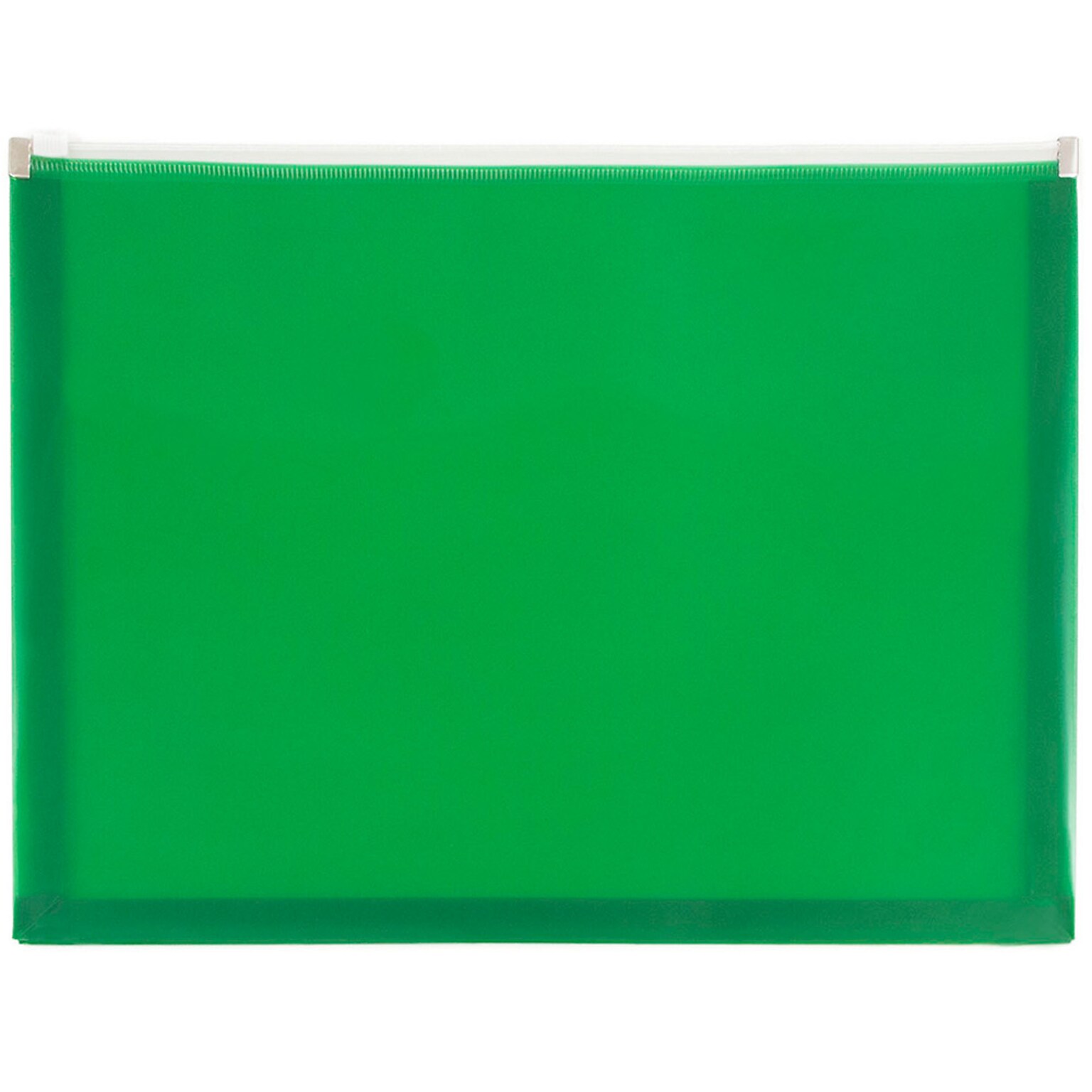 JAM Paper® Plastic Envelopes with Zip Closure, Letter Booklet, 9.5 x 12.5, Green Poly, 12/pack (218Z1GR)